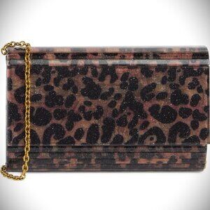 kURT GEIGER LONDON Arylic Glitter Envelop Party Clutch in Open Brown